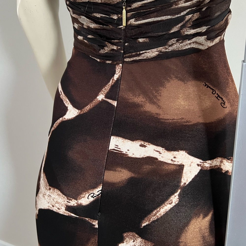 Roberto Cavalli Silk Animal Print Halter Gown with Snake Brooch – Size XS - Picture 7 of 17